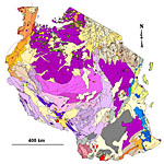 Geological map of Tanzania.